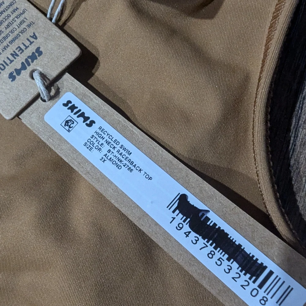 SKIMS Recycled Swim High Neck Racerback Tank / Top Almond Tan Size 3X NWT!